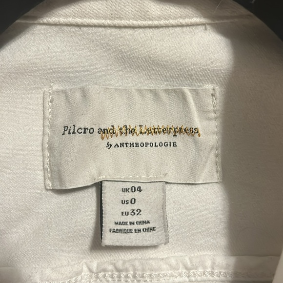 Pilcro by Anthropologie White Denim Stretch Jumpsuit XS Size 0 - Picture 8 of 10